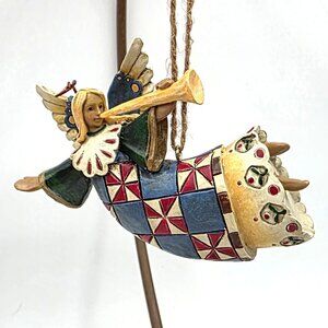 Jim Shore Heartwood Creek Enesco Angel With Trumpet 2002 Christmas Ornament 4"